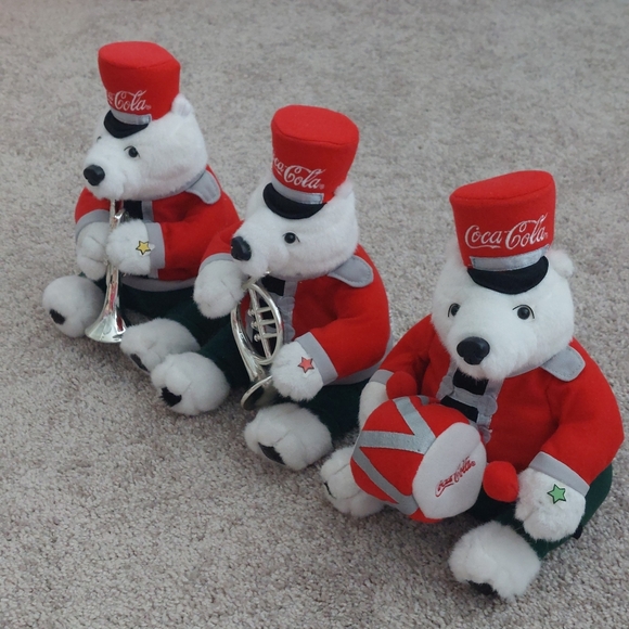 VINTAGE COCA-COLA POLAR BEAR Marching Musical Band Plush Set - Picture 2 of 9
